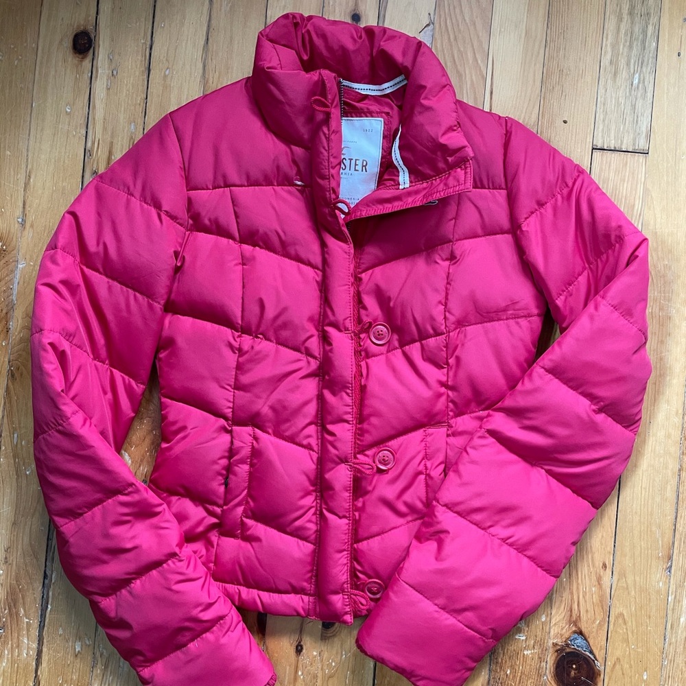 Hollister company red bomber jacket size small